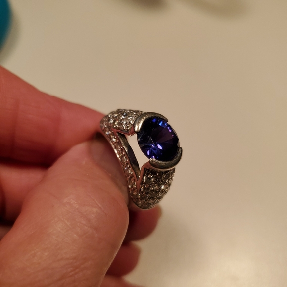 Amethyst circone silver ring size 8.5 - Picture 3 of 5